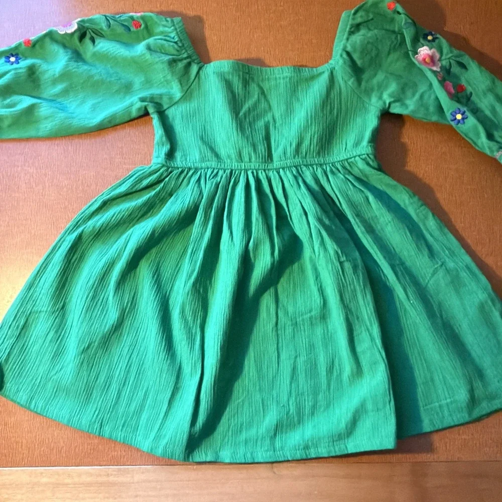 Green Smocked Folk Floral Toddler Dress Good Lad Size‎ 2/3T